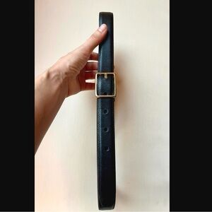 New Black Genuine Leather Belt with Gold Buckle 37 inch size Medium